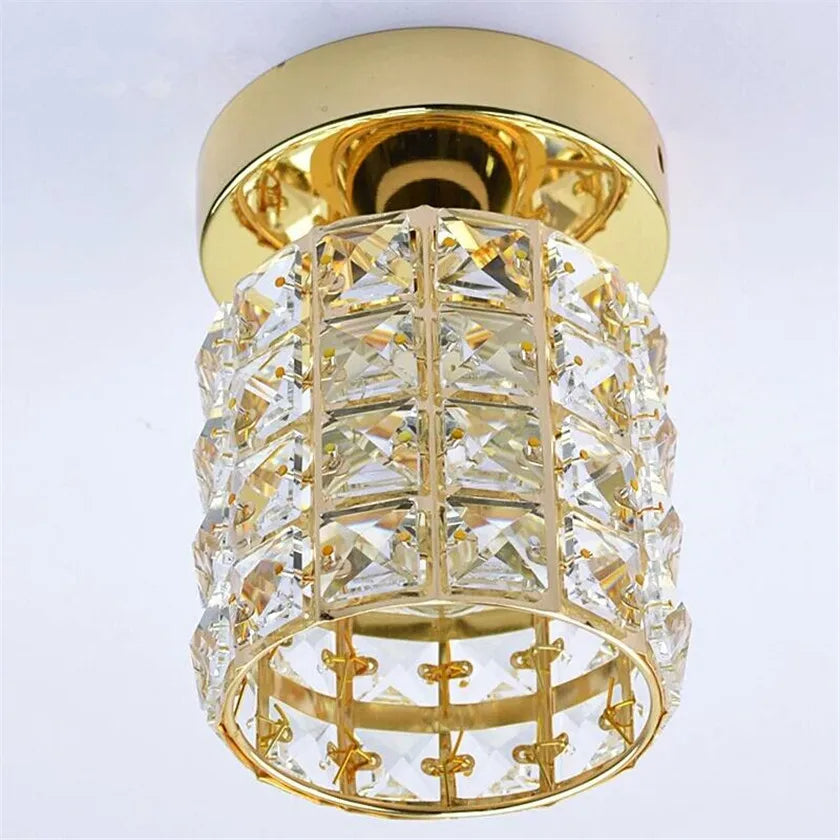 Kristallen Plafondlamp – E27 – Goud & Glas | Elara