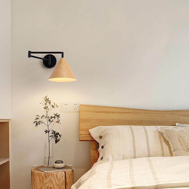 Noren | Nordic Minimalistische Wandlamp met Zwenkarm en Houtlook
