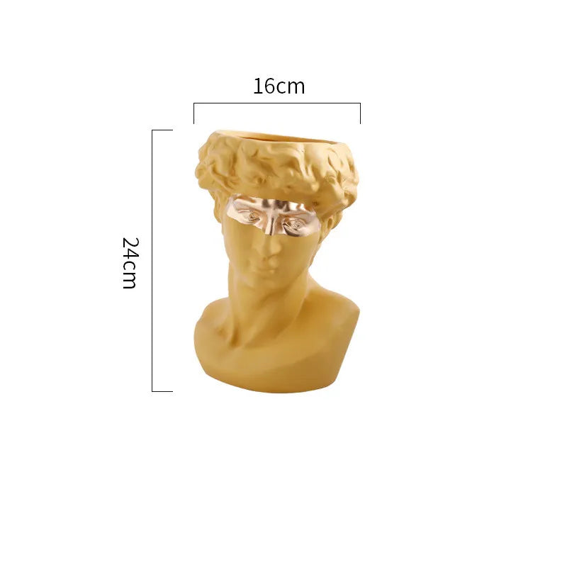 Rinascimento | Artistieke David Buste Vaas – Handbeschilderd Design – 24 cm