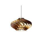 Syvara | Sculpturale Houten Hanglamp met Dynamische Spiraal
