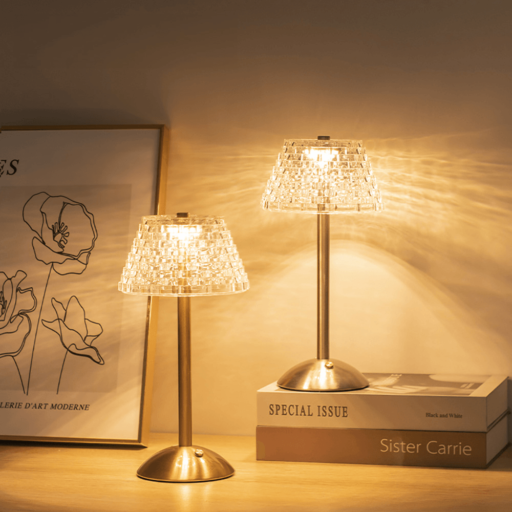 VetroClassico | Draadloze Vintage Tafellamp – Kristal-Look – Oplaadbaar – Touch Control
