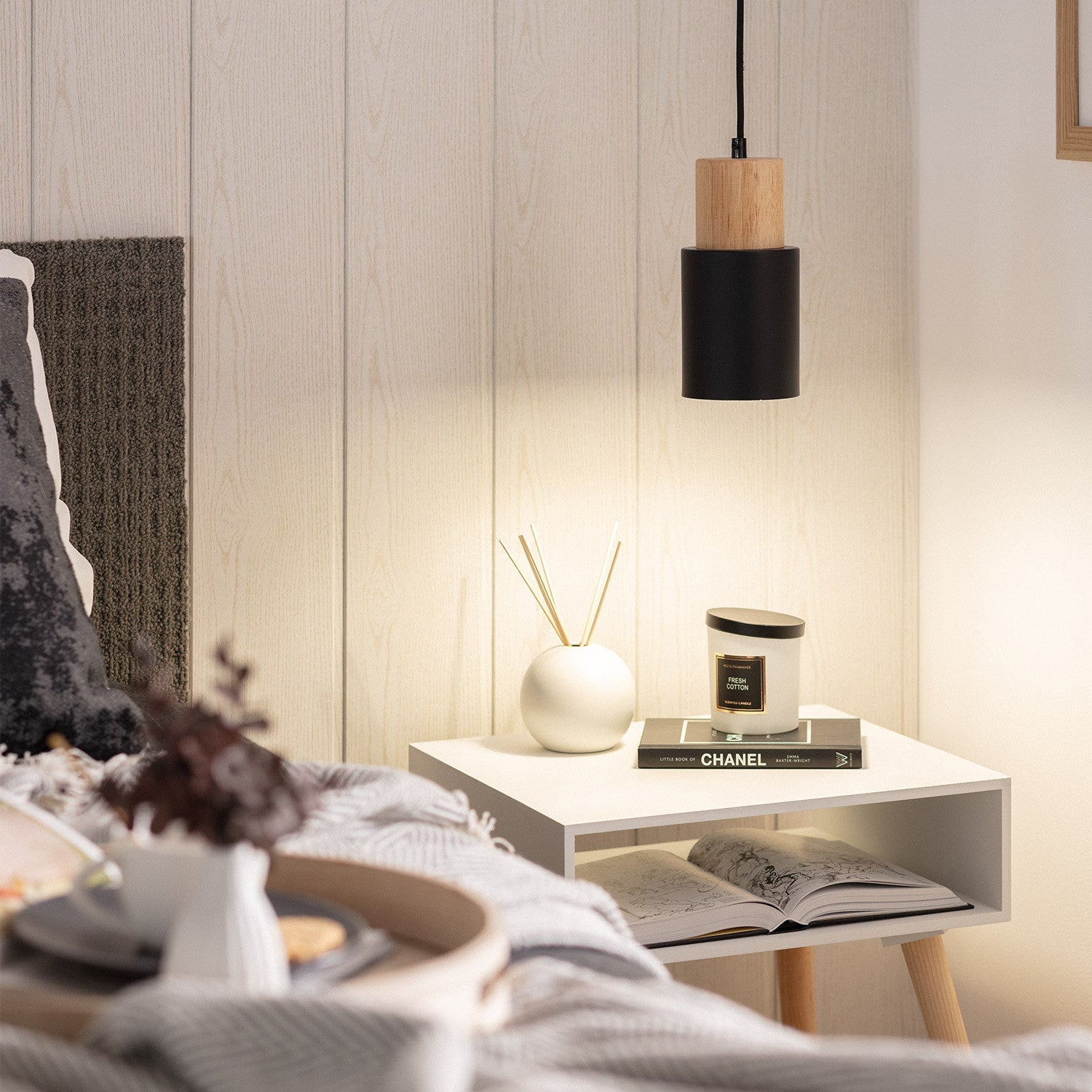 Otis | Cilinder Hanglamp – Metaal & Hout – Modern Design