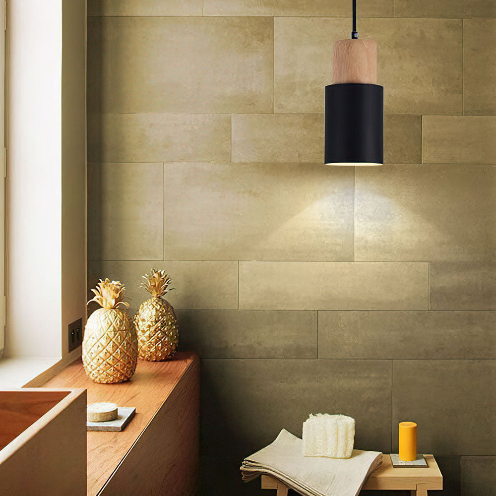 Otis | Cilinder Hanglamp – Metaal & Hout – Modern Design