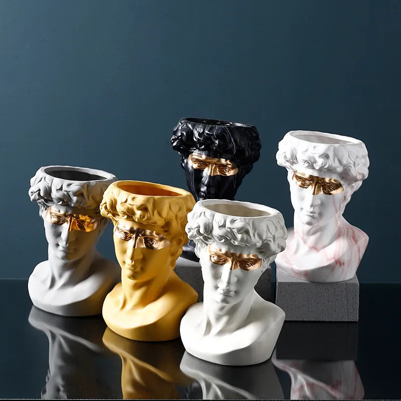 Rinascimento | Artistieke David Buste Vaas – Handbeschilderd Design – 24 cm