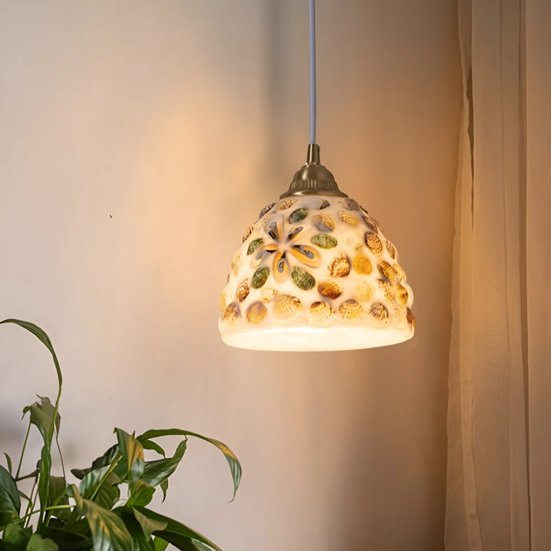 Concha Ramo | Gekleurde Retro Hanglamp – Glasoptiek & Koper – Sfeervol Warmwit Licht