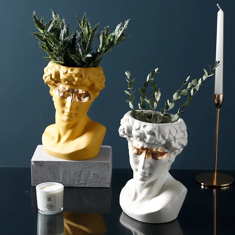Rinascimento | Artistieke David Buste Vaas – Handbeschilderd Design – 24 cm