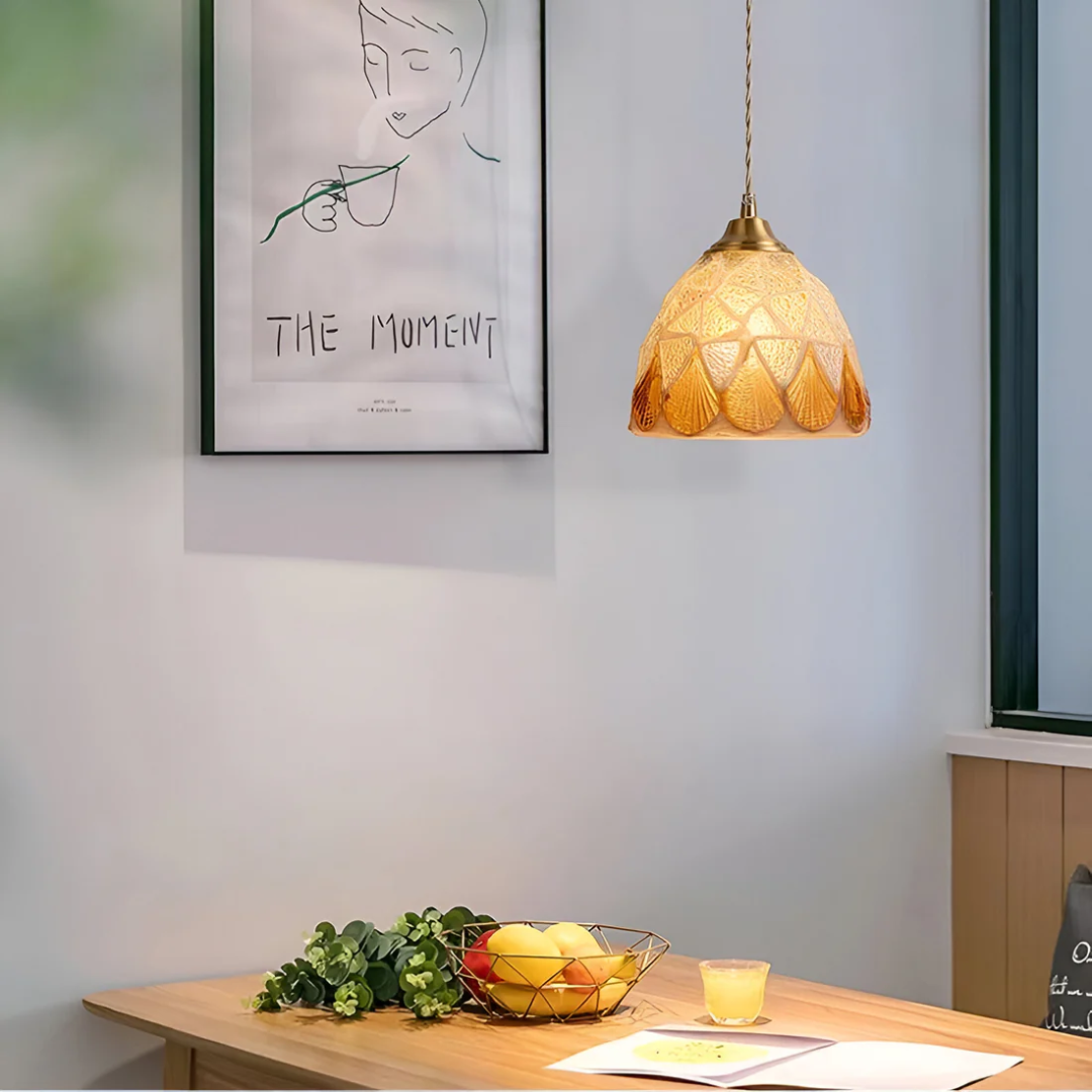 Concha Ramo | Gekleurde Retro Hanglamp – Glasoptiek & Koper – Sfeervol Warmwit Licht