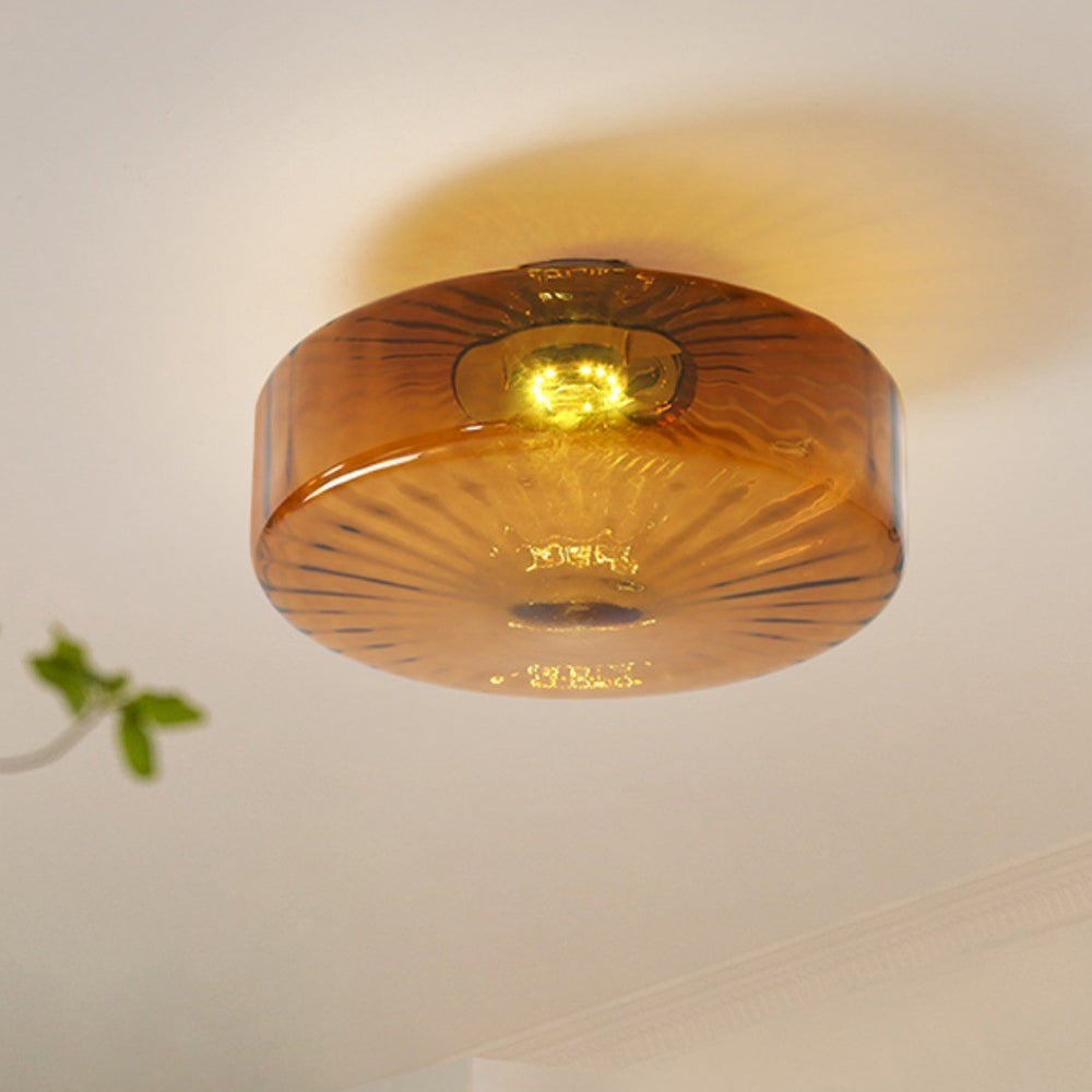 Fjord | Plafondlamp met Geribbeld Amber Glas