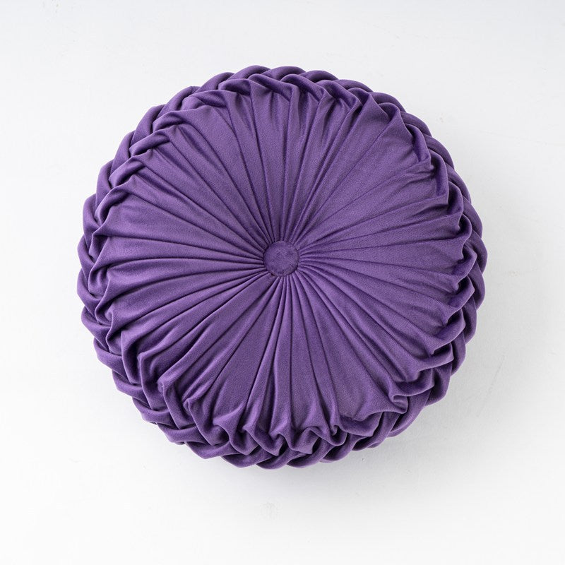 Velluto Soft | Luxe Ronde Sierkussen – Zacht Pluche – Handgemaakte Plooien – Ø 38 cm