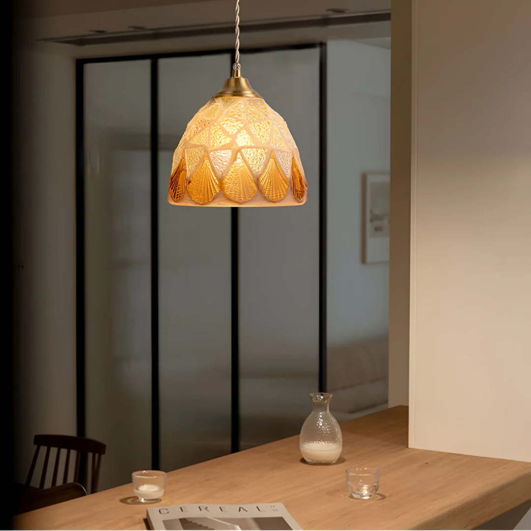 Concha Ramo | Gekleurde Retro Hanglamp – Glasoptiek & Koper – Sfeervol Warmwit Licht