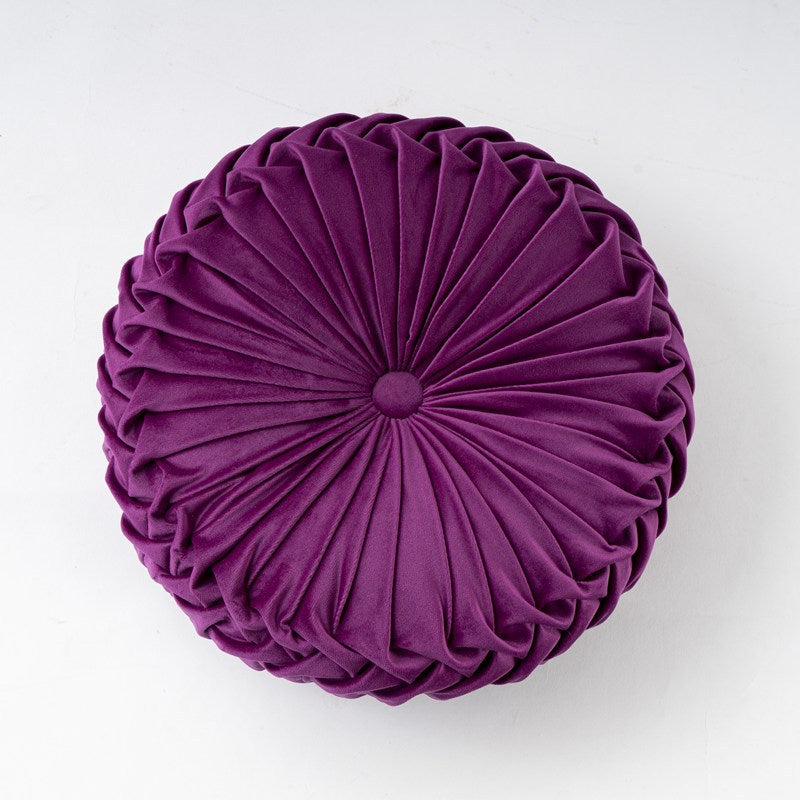 Velluto Soft | Luxe Ronde Sierkussen – Zacht Pluche – Handgemaakte Plooien – Ø 38 cm