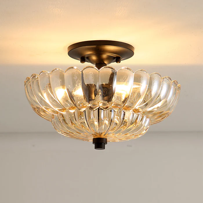 Artisanze | Plafondlamp met Retro Geribbeld Glas