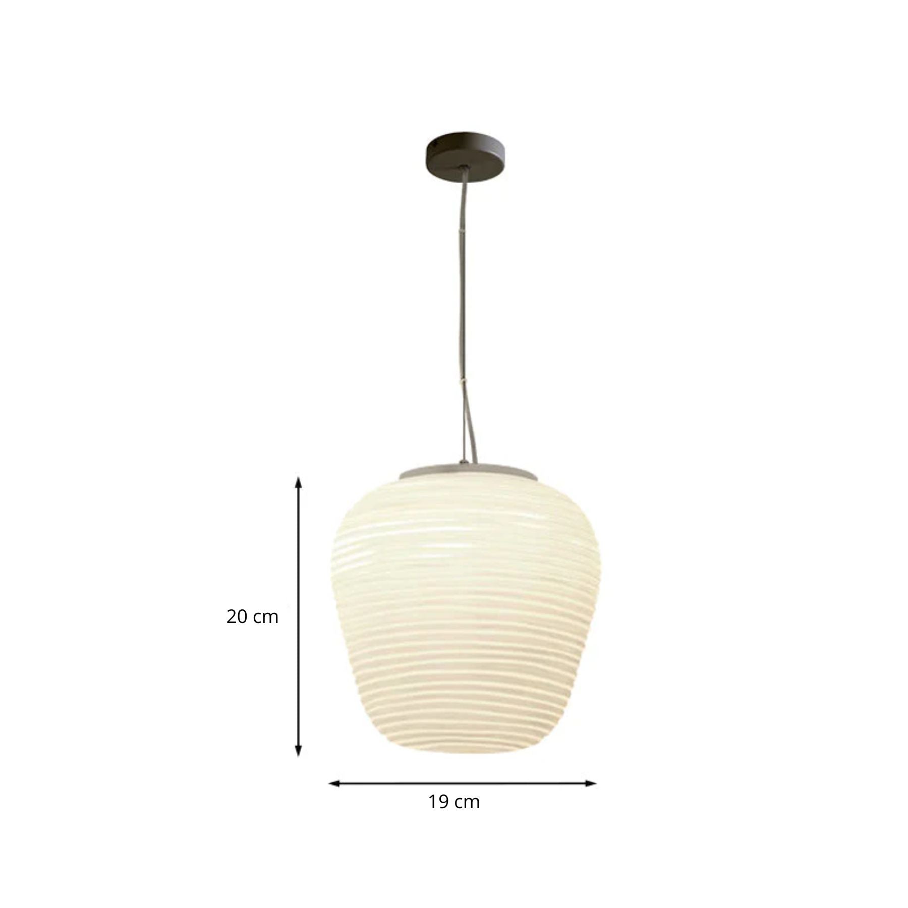 Japandi Hanglamp – Geribbeld Wit Glas – E27 | Kumo