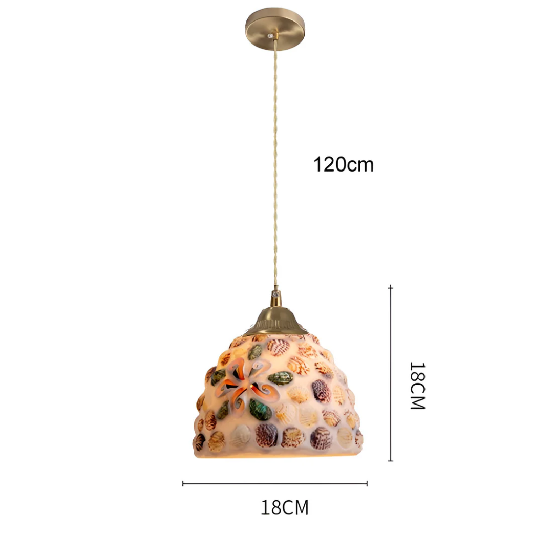 Concha Ramo | Gekleurde Retro Hanglamp – Glasoptiek & Koper – Sfeervol Warmwit Licht