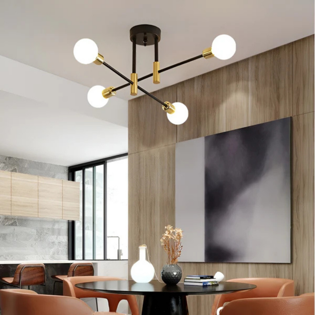 Helvion | Industriële Retro Plafondlamp met 4/6 Lichtpunten