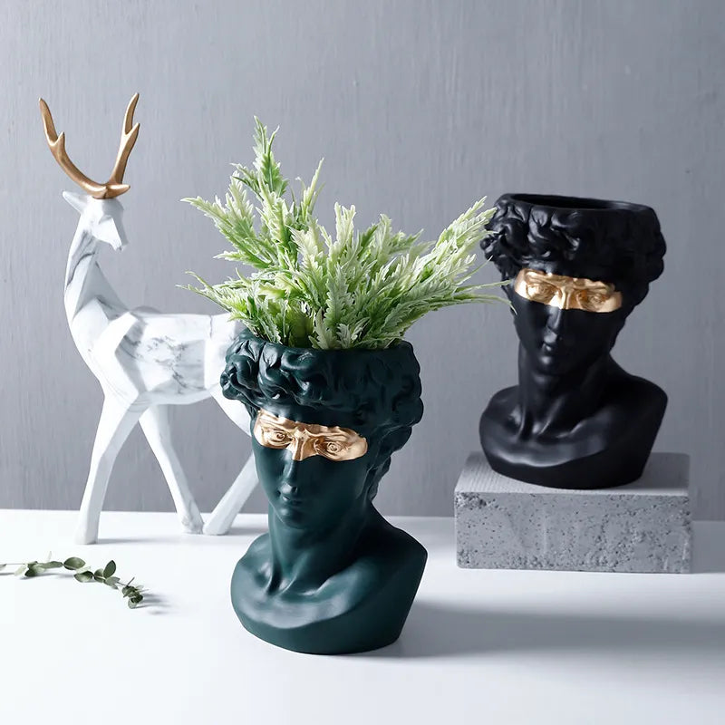 Rinascimento | Artistieke David Buste Vaas – Handbeschilderd Design – 24 cm