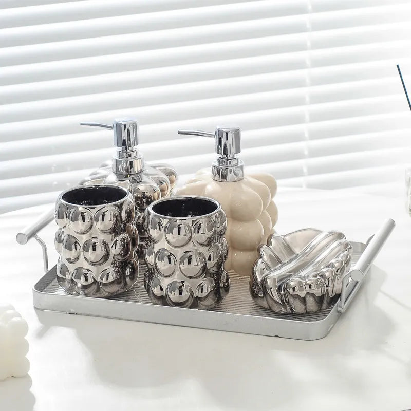 Soapie | Luxe Keramische Zeepdispenser – Modern Bubbeldesign
