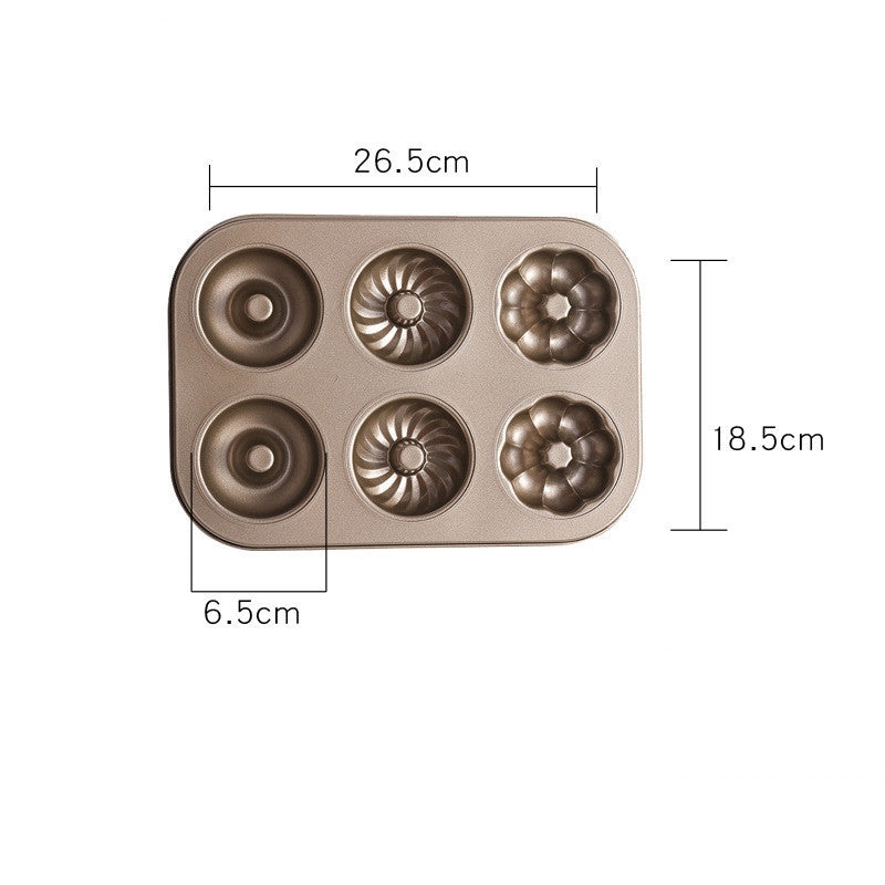 Dolce Forme | Premium 6-Vaks Bakvorm – Non-stick Carbon Staal – Goud