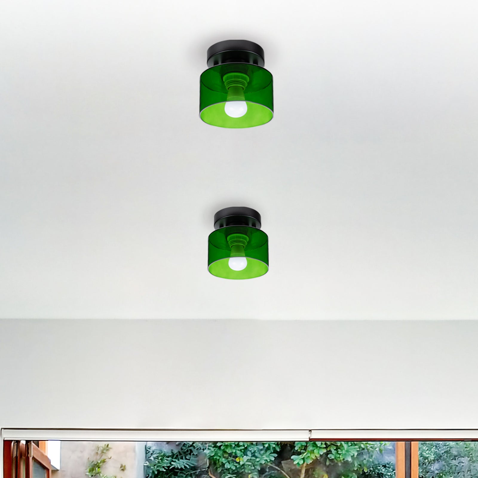Vetro | Retro Plafondlamp van Gekleurd Glas