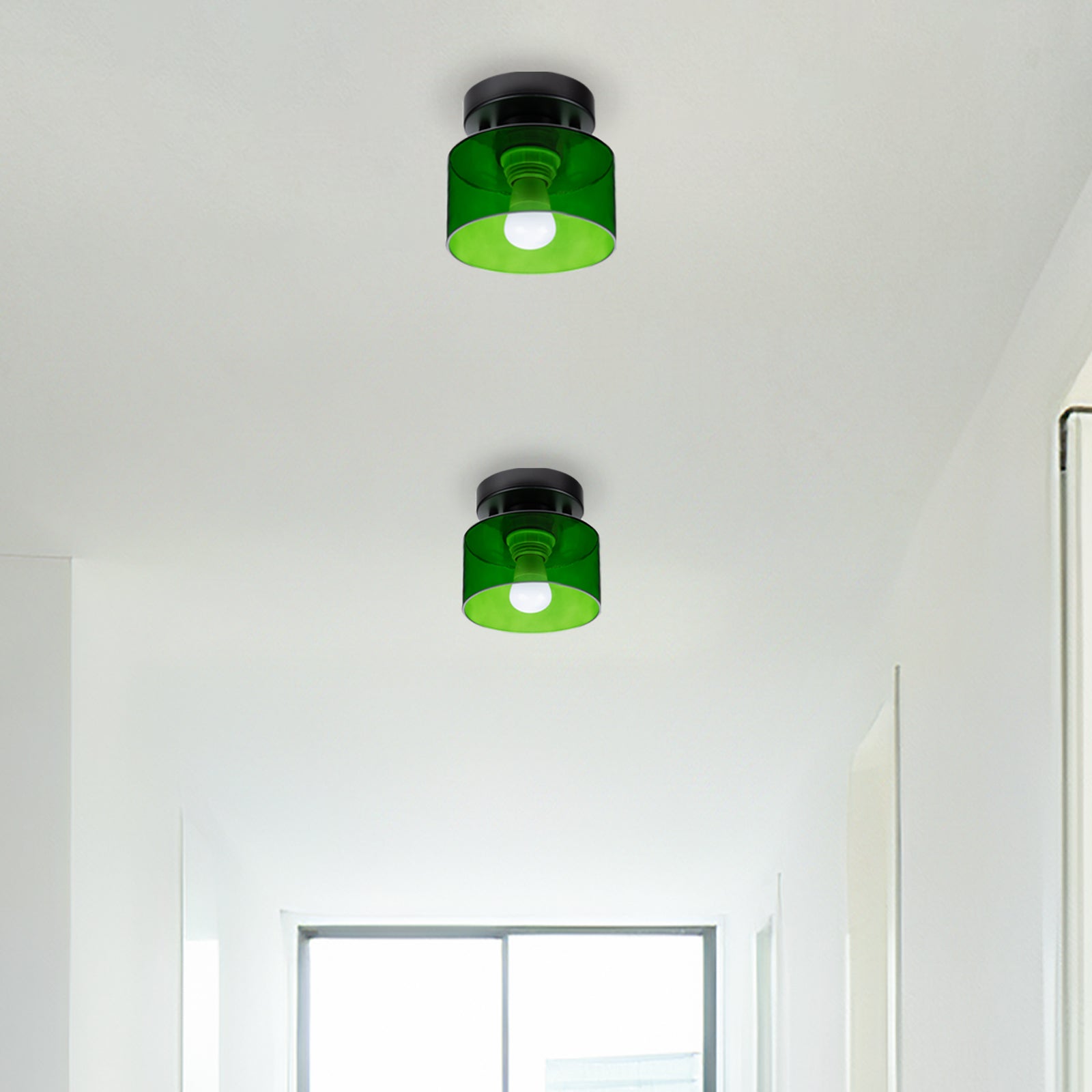 Vetro | Retro Plafondlamp van Gekleurd Glas