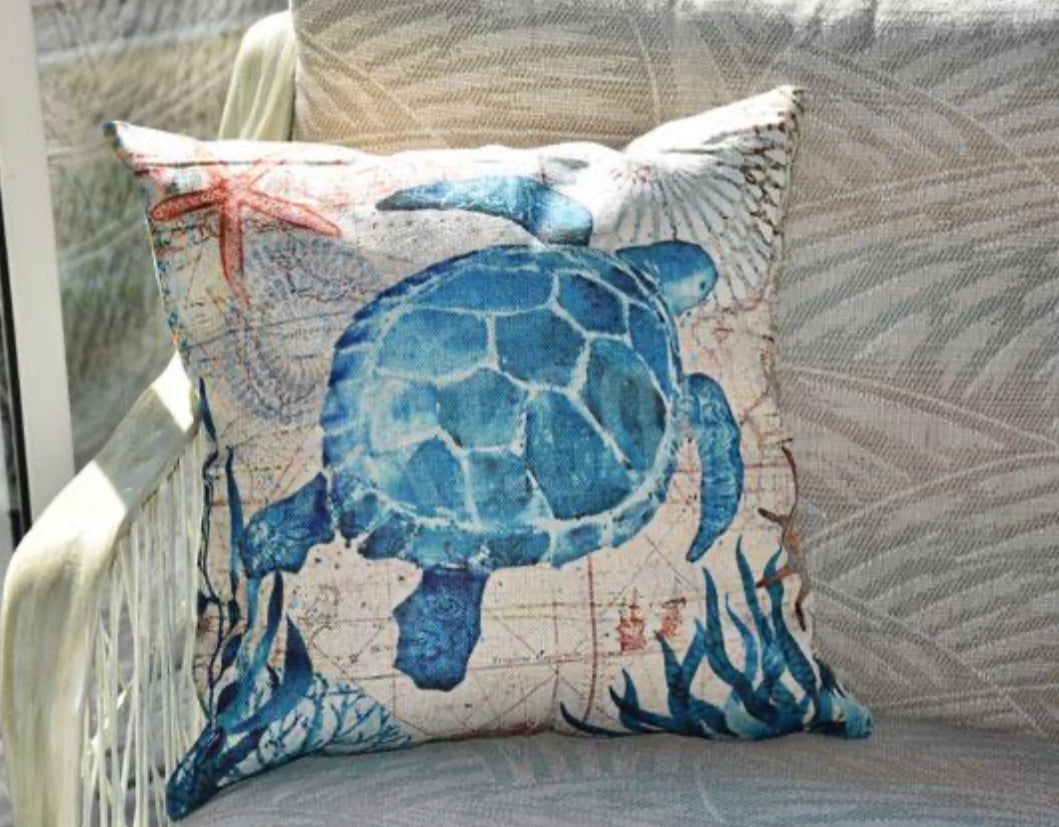 Marina | Luxe Sierkussen met Zeeleven Motief – Maritieme Stijl – Zachte & Duurzame – 45x45