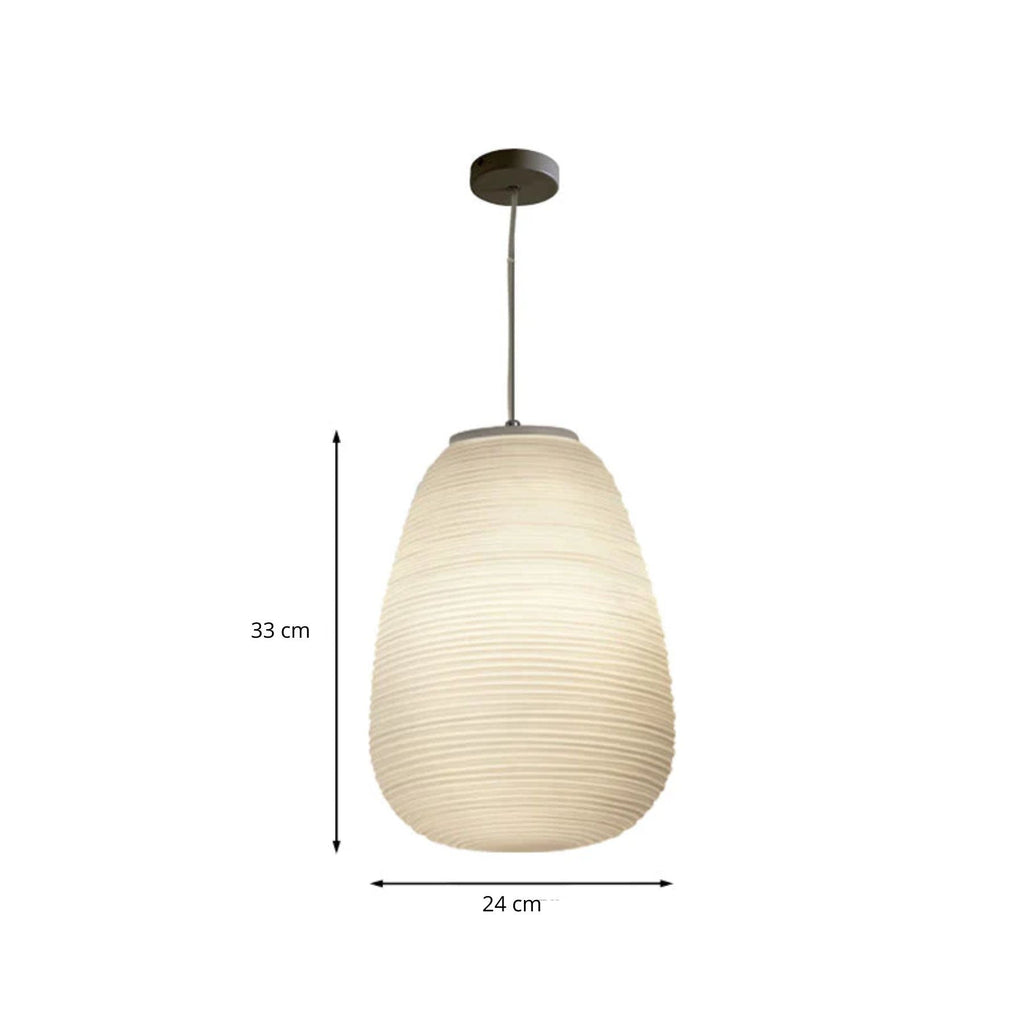 Japandi Hanglamp – Geribbeld Wit Glas – E27 | Kumo
