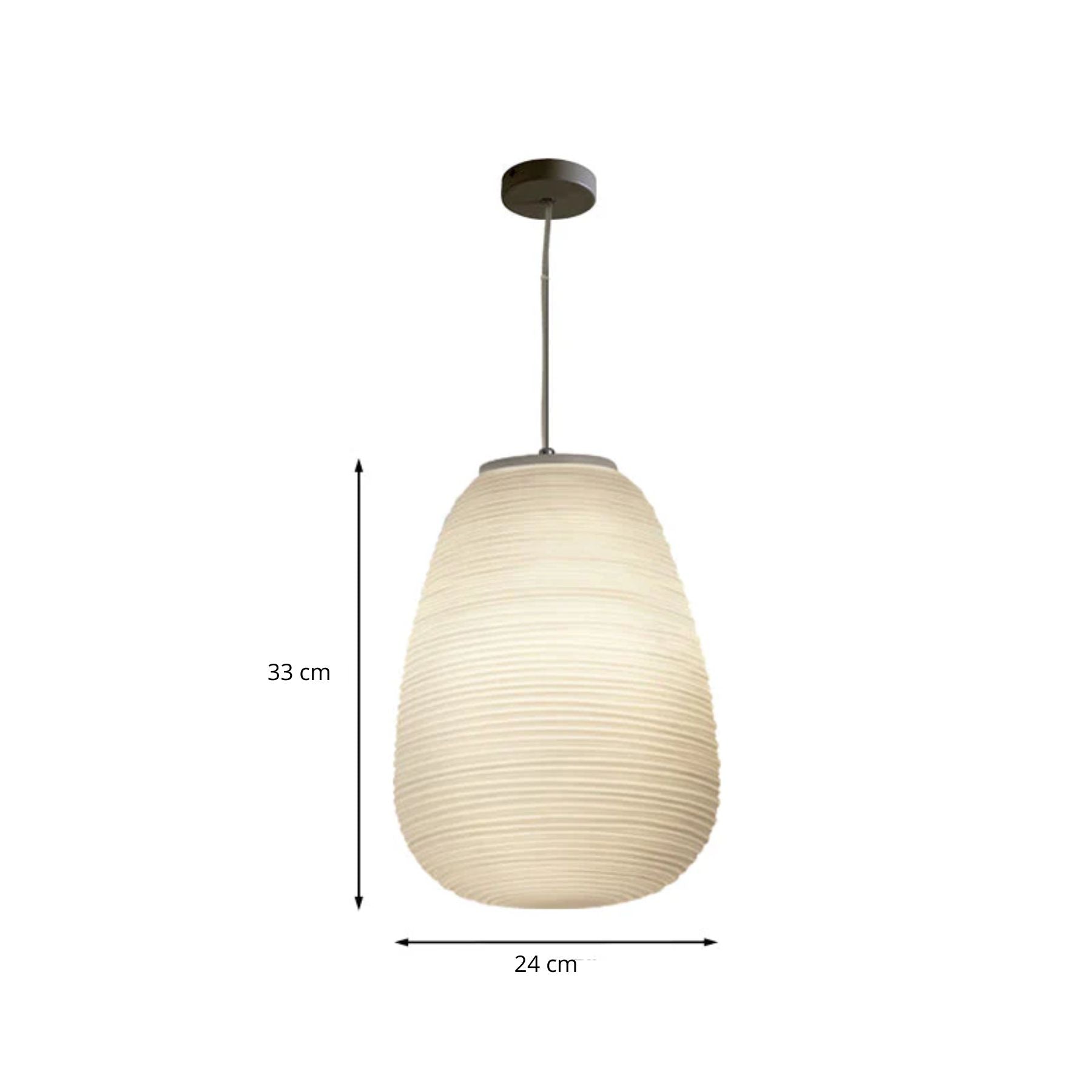 Japandi Hanglamp – Geribbeld Wit Glas – E27 | Kumo