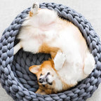 Knotto | Handgehaakt Wollen Dierenbed – Natuurlijke Wol met Hoge Rand voor Geborgenheid