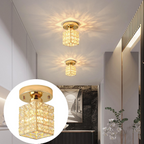 Kristallen Plafondlamp – E27 – Goud & Glas | Elara
