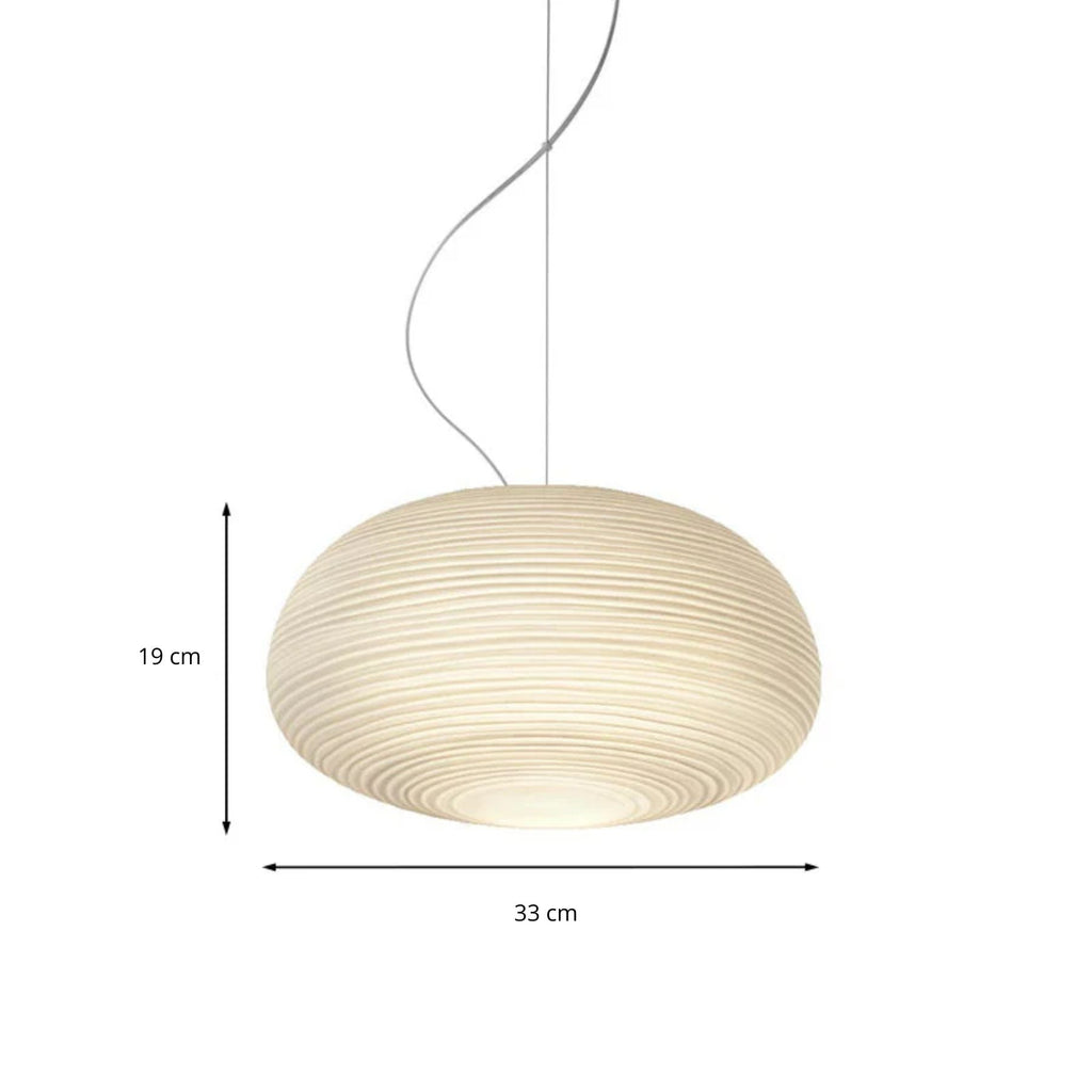 Japandi Hanglamp – Geribbeld Wit Glas – E27 | Kumo