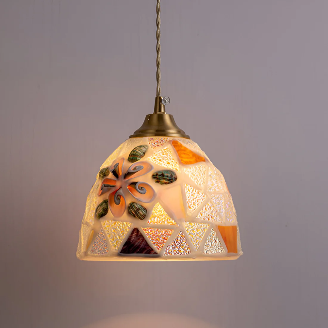 Concha Ramo | Gekleurde Retro Hanglamp – Glasoptiek & Koper – Sfeervol Warmwit Licht