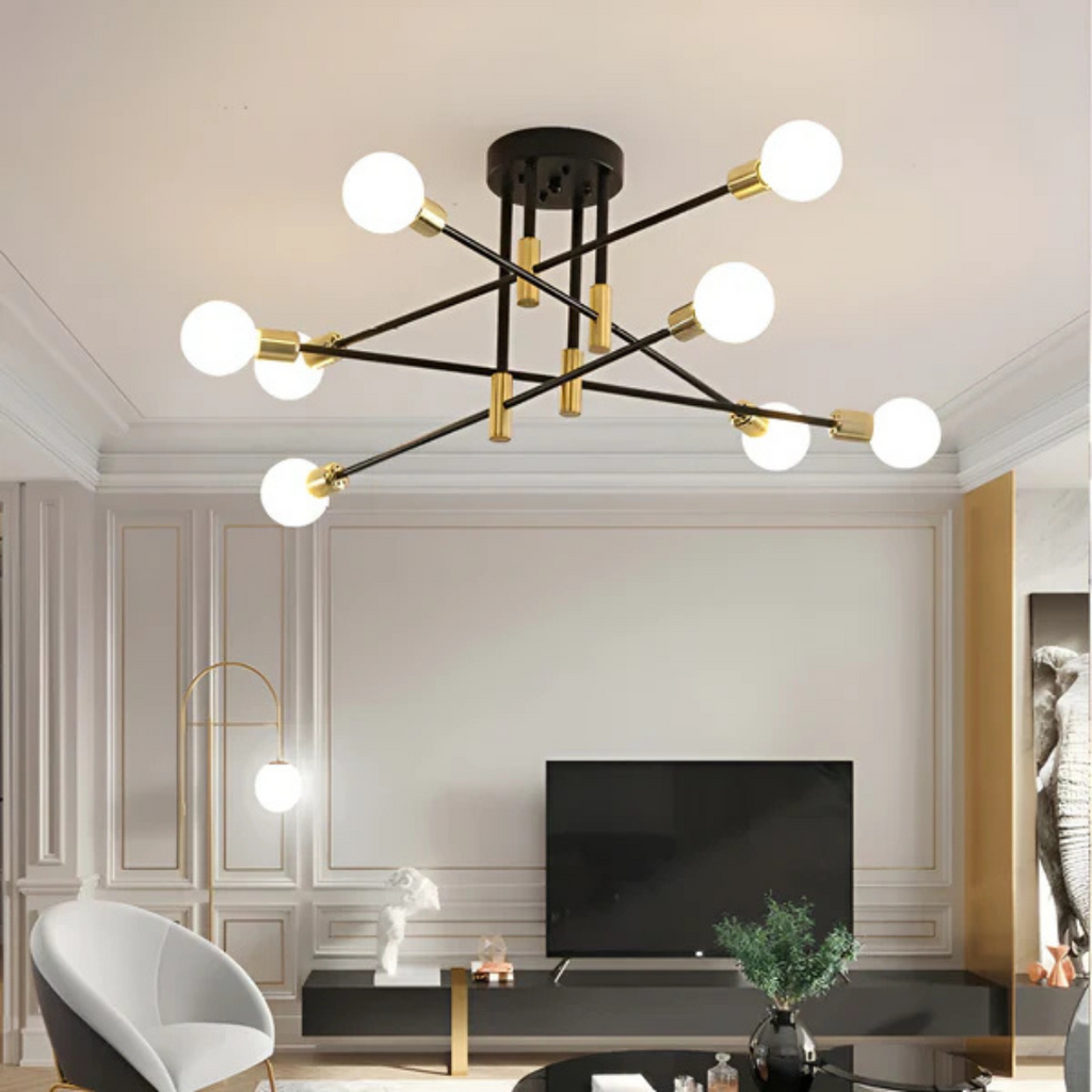 Helvion | Industriële Retro Plafondlamp met 4/6 Lichtpunten