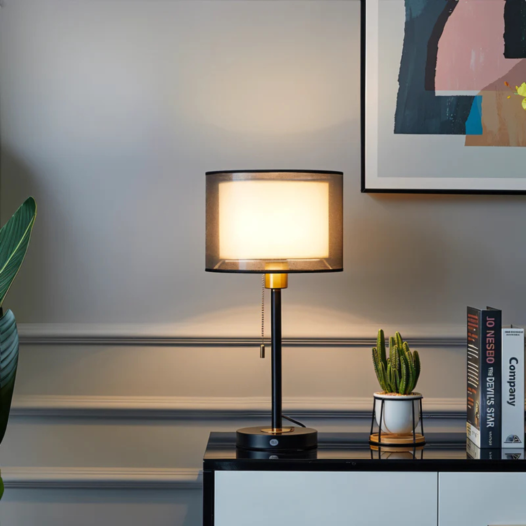 Dovela | Vintage Tafellamp met Stoffen Kap