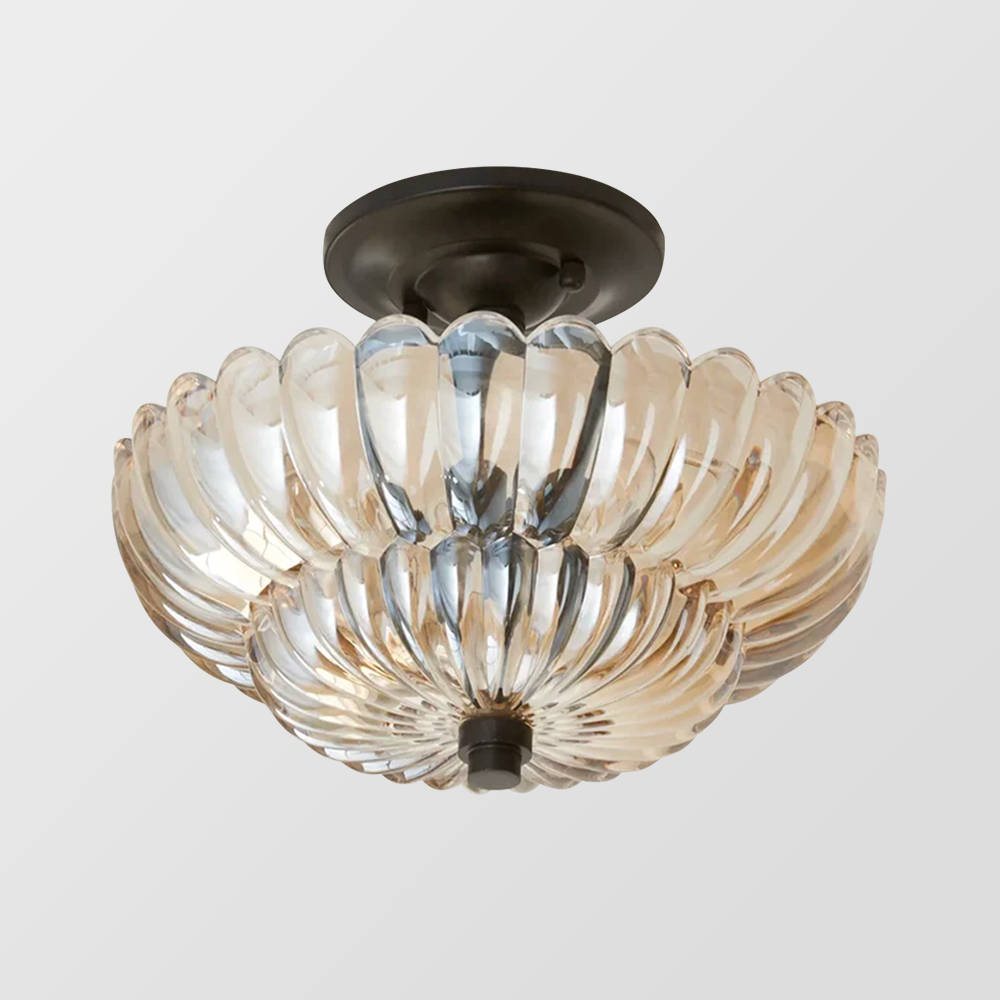 Artisanze | Plafondlamp met Retro Geribbeld Glas