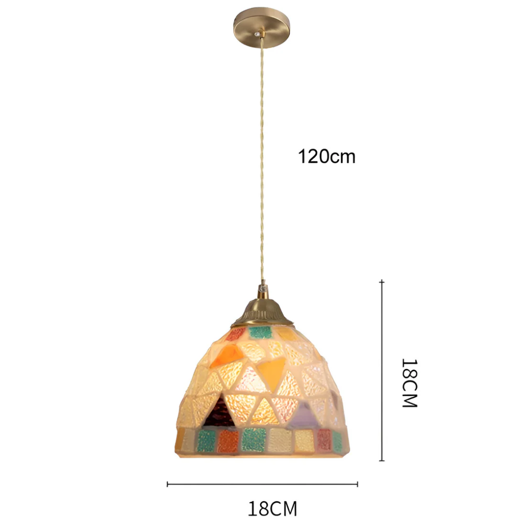 Concha Ramo | Gekleurde Retro Hanglamp – Glasoptiek & Koper – Sfeervol Warmwit Licht