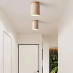 Travertin Plafondlamp – Cilindervorm met Hout | Pietra Calda