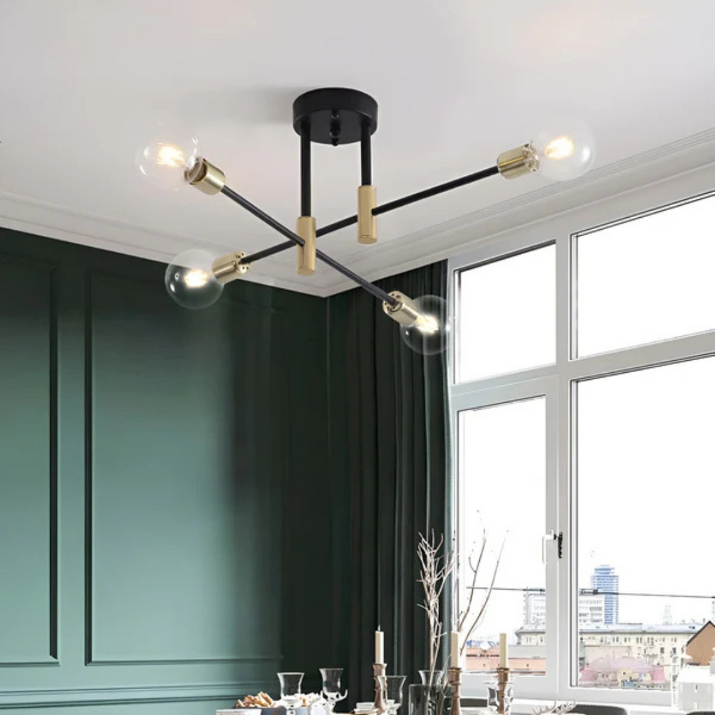 Helvion | Industriële Retro Plafondlamp met 4/6 Lichtpunten