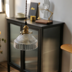 Koda | Vintage Glazen Hanglamp – Klassiek Geribbeld Glas met Luxe Koperen Fitting