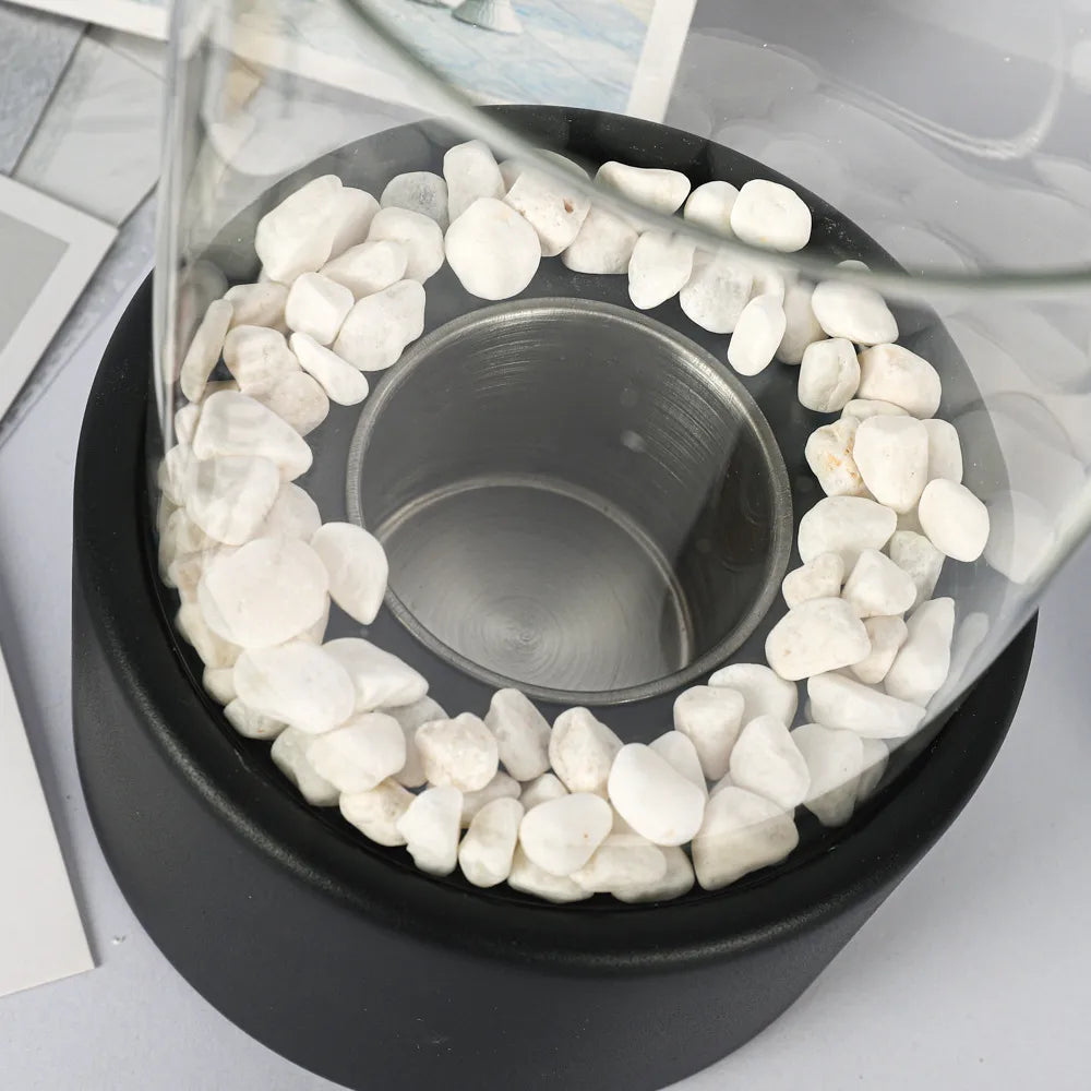 Rond Glo | Compacte Tafelhaard – Met Decoratiestenen – Rookvrij & Bio-ethanol