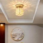 Kristallen Plafondlamp – E27 – Goud & Glas | Elara