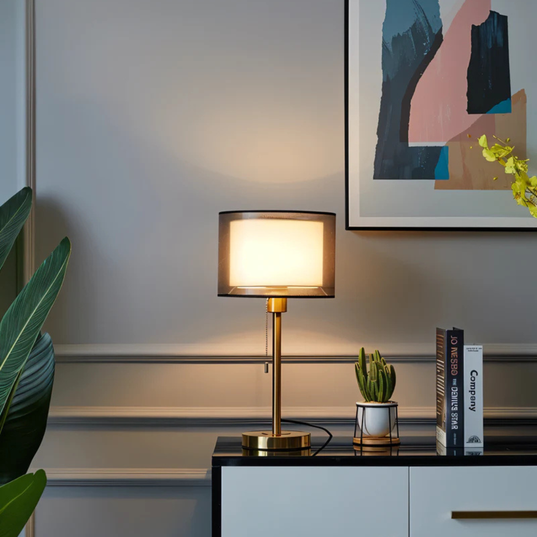 Dovela | Vintage Tafellamp met Stoffen Kap