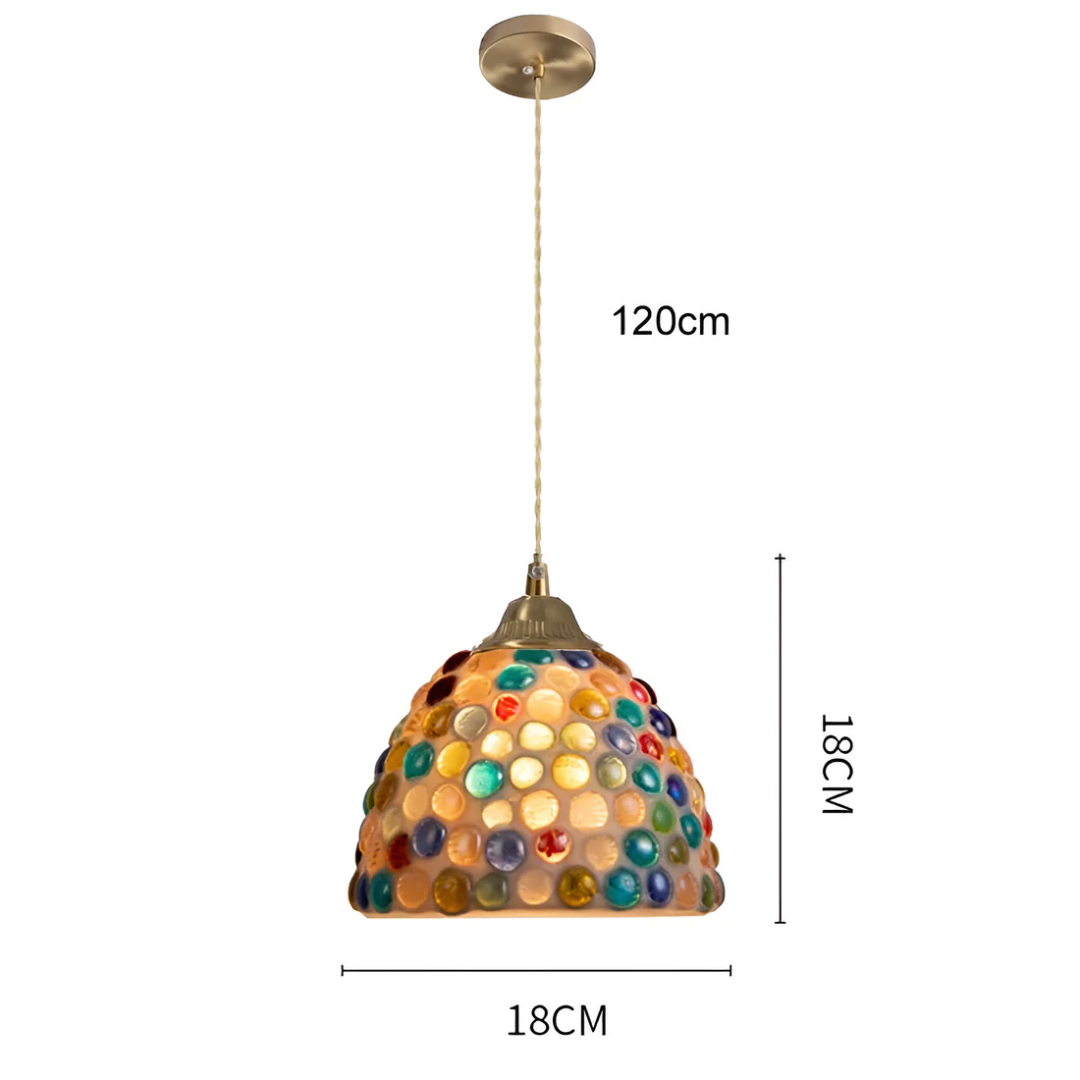 Concha Ramo | Gekleurde Retro Hanglamp – Glasoptiek & Koper – Sfeervol Warmwit Licht
