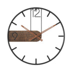 Toki | Minimalistische Wandklok – Industrieel Zwart Metaal met Walnoothouten Accent