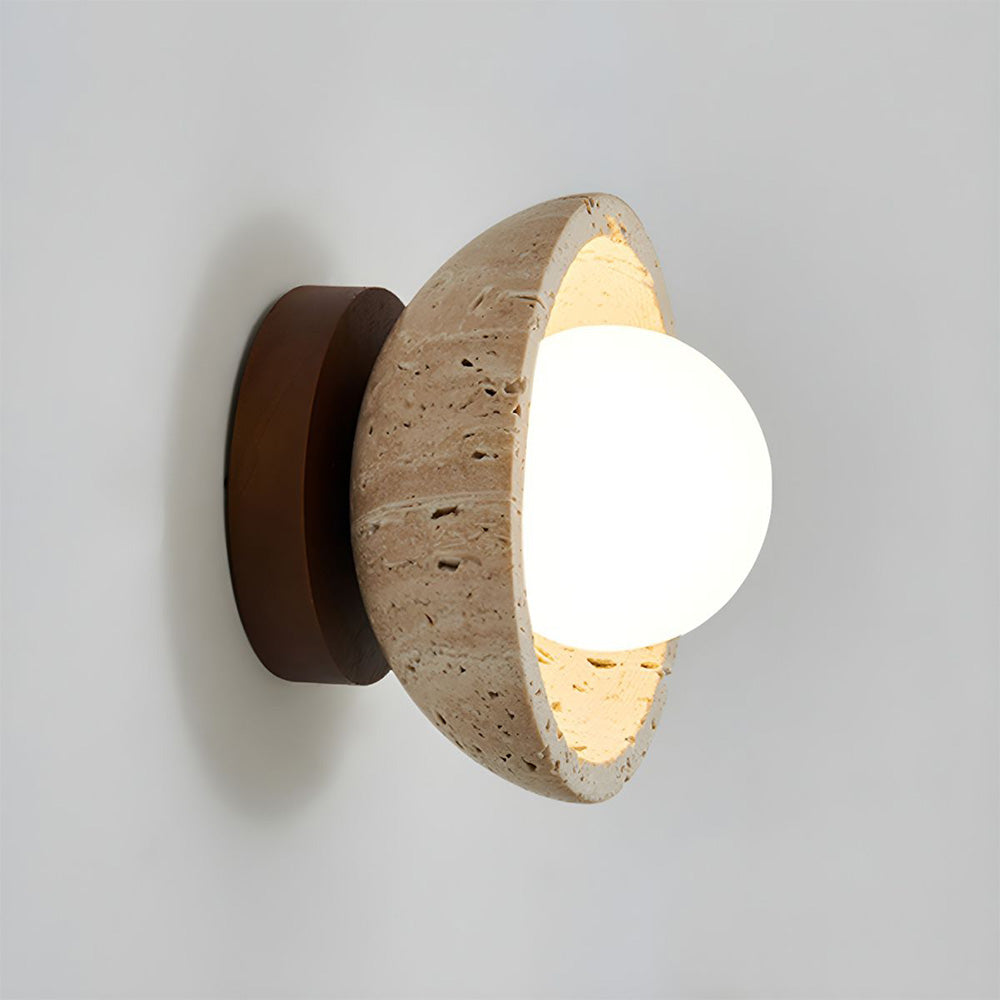 Sura | Plafondlamp van Travertin & Hout – Japandi Design