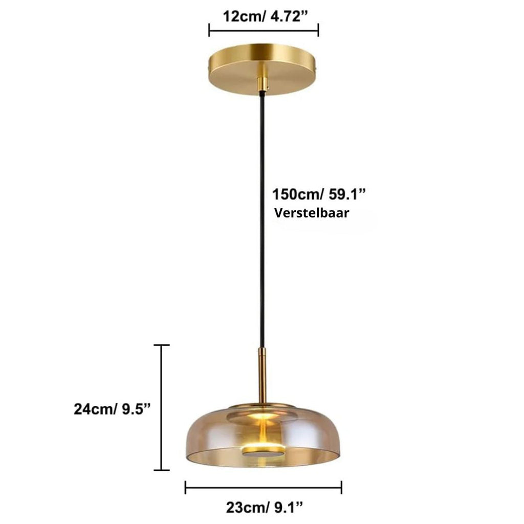 Yuna | Moderne Glazen Hanglamp – Elegant Design met Metaal Accenten & LED
