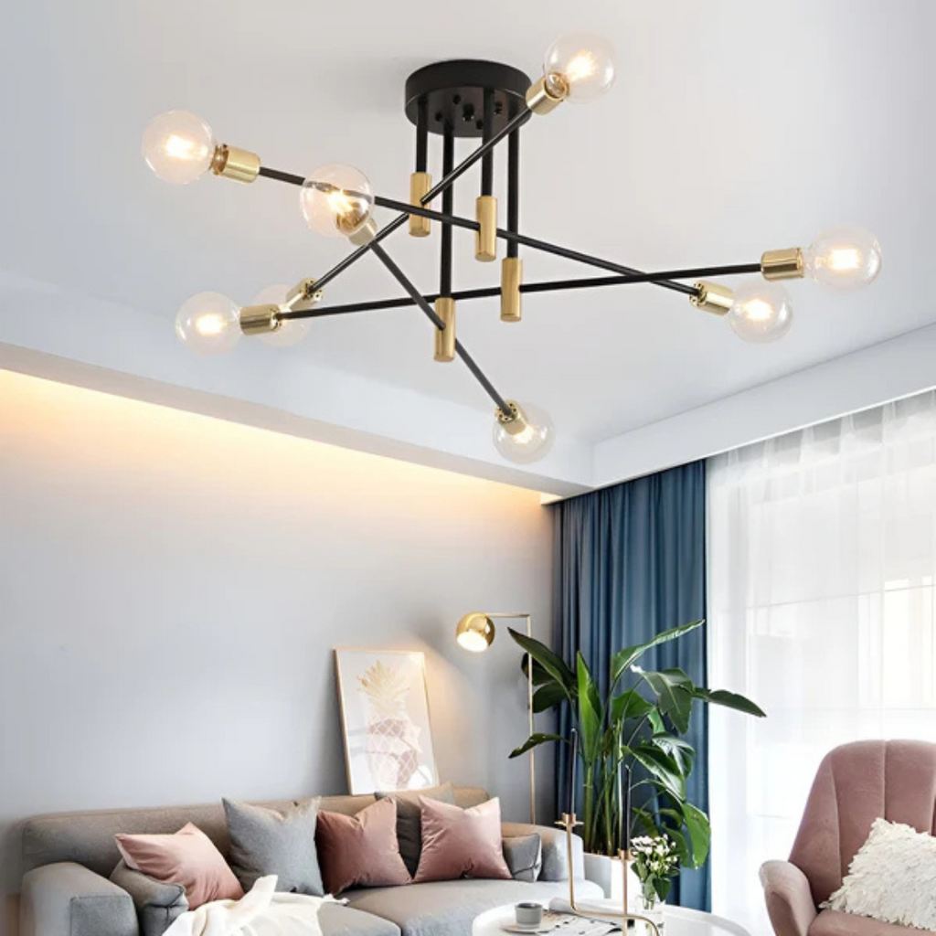 Helvion | Industriële Retro Plafondlamp met 4/6 Lichtpunten