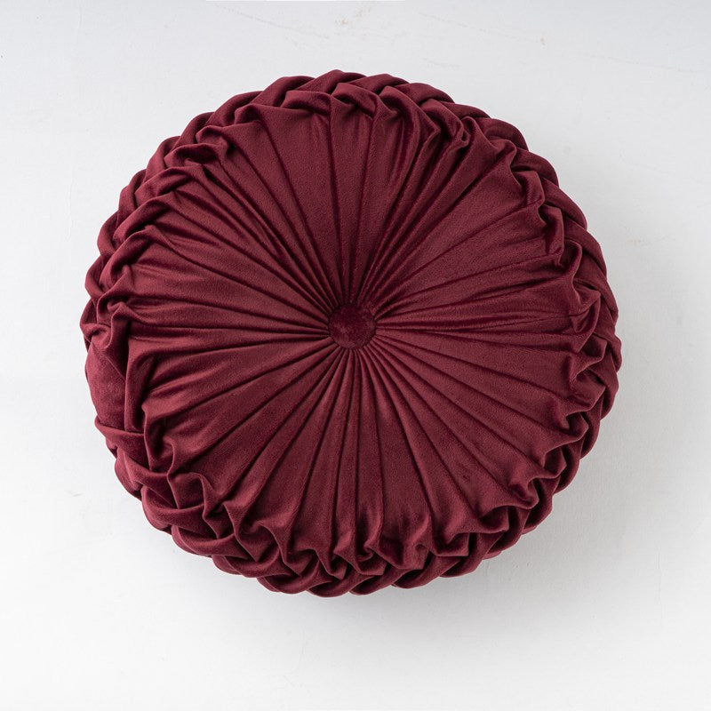 Velluto Soft | Luxe Ronde Sierkussen – Zacht Pluche – Handgemaakte Plooien – Ø 38 cm