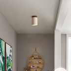 Travertin Plafondlamp – Cilindervorm met Hout | Pietra Calda