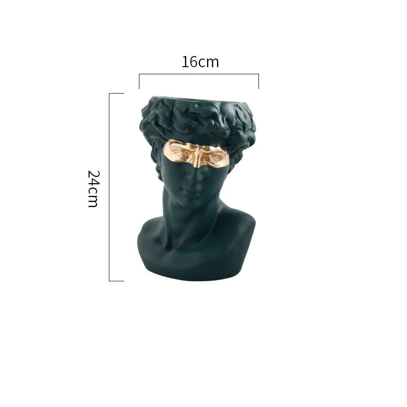 Rinascimento | Artistieke David Buste Vaas – Handbeschilderd Design – 24 cm