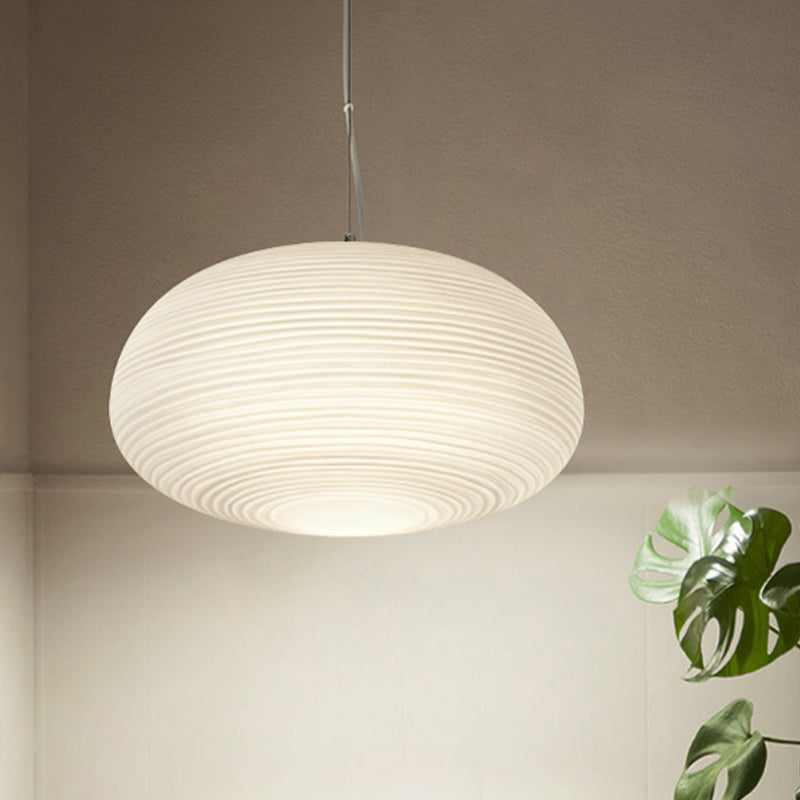 Japandi Hanglamp – Geribbeld Wit Glas – E27 | Kumo